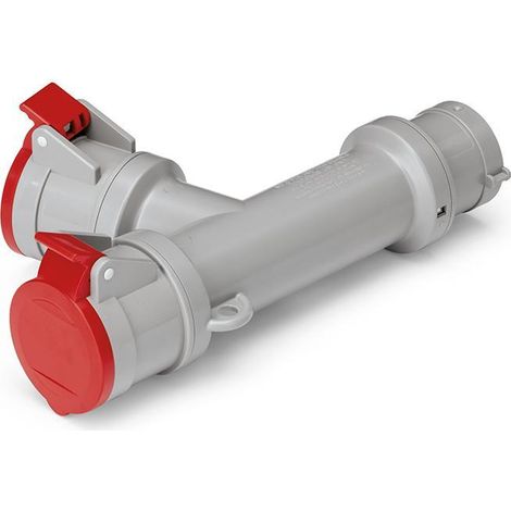 Scame adattatore doppio industriale 2x 3p t 380v 16a ip44 scame 600.2005-063 per impianti elettrici esterni