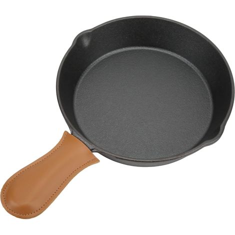 Poêle à Frire De 20 Cm/7,9 Pouces, Poêle De Camping pour Barbecue en Fonte à Revêtement Antiadhésif avec Couverture en PU Anti-brûlure Poêle De Camping pour la Randonnée en Plein Air (1/5)