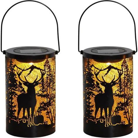 2X la Lanterne Solaire de Cerf de Jardin Allume la Lampe de Table Décorative Imperméable Extérieure D'Ornements pour le Décor de Jardin de Cour de (1/5)