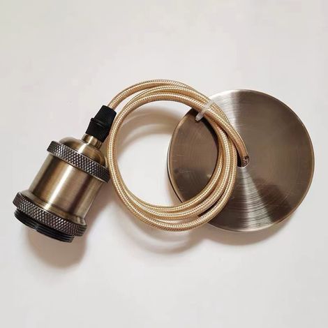 Support De Lampe E27 - Câble De Suspension 1 M - Base Métallique À Vis - Pour Décoration Intérieure - 1 Pièce (1/5)