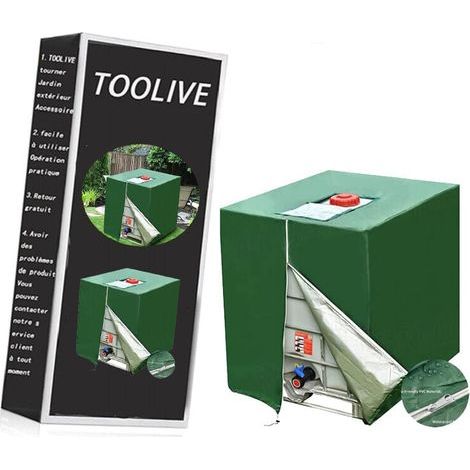 Bache pour Cuve 1000L, Bâche de Protection Solaire pour réservoir d'eau de Pluie IBC, Anti-poussière Anti-UV, Housse de Protection, bâche de Protection vert (116 x 100 x 120 cm) (1/5)