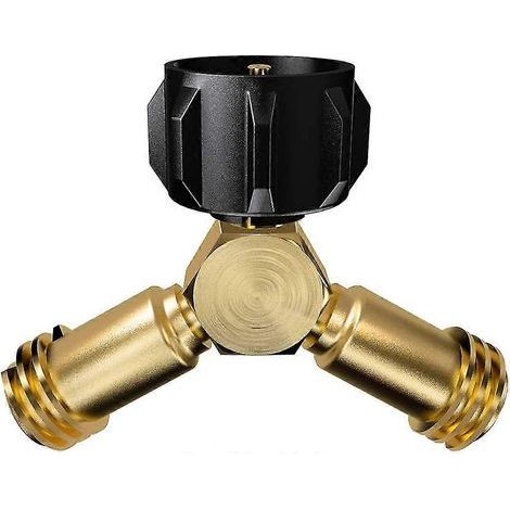Raccord en Y pour réservoir de propane, adaptateur propane à 2 voies pour bouteille de gaz propane de 9 kg (20 lb) permettant de connecter 2 appareils, barbecue, chauffage, cuisinière, etc. (1/4)