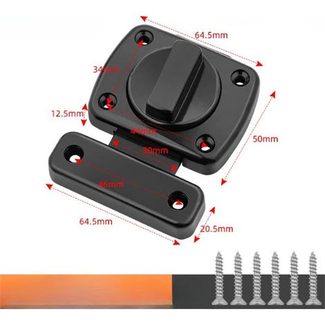 Universelles Türschloss für Schlafzimmer – Sicherheit – Schraubmodell (Schrauben im Lieferumfang enthalten), schwarz, Länge 6,45 cm, sehr groß (1/5)