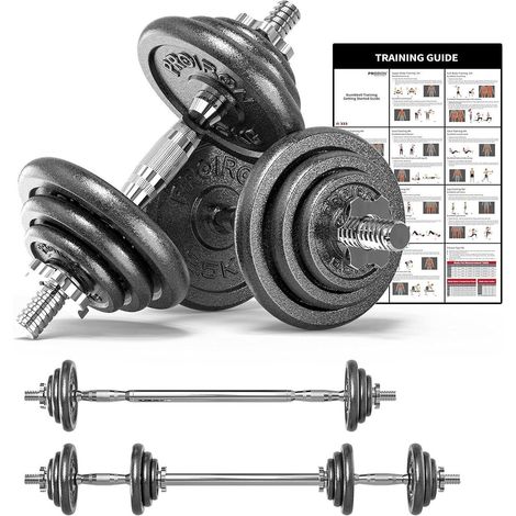 PROIRON Hantelset Kurz- und Langhantel 5-30kg verstellbar 2er Set (1/5)