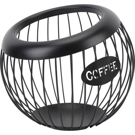Metallkorb mit hohem Fassungsvermögen für schwarze Kaffeekapseln (für über 100 Kapseln) für Kaffeebars/Bürotheken, Durchmesser 20 cm, Höhe 18 cm (1/5)