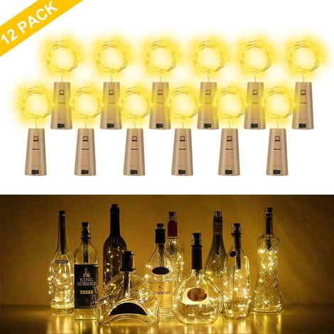 Minkrow Botella De Luz Led 12 Uds, 10 Led 100cm Luces De Hadas Blancas Cálidas Luces De Botella De Vino De Alambre De Cobre Para Decoración De Navidad Diy (1/5)