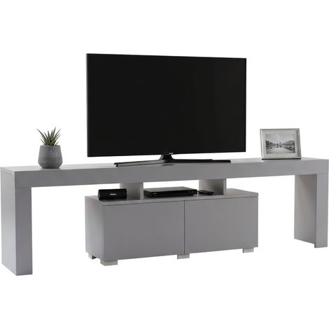 Dmora - Fernsehschrank Andarna, Ständer für Wohnzimmerfernseher, Niedriges Wohnzimmer-Sideboard, TV-Ständerbasis, 180x31 h50 cm, Grau