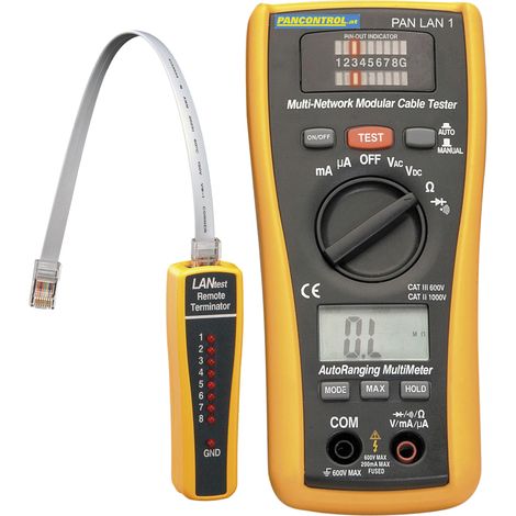 Testeur de câbles LAN RJ45, RJ11, BNC + multimètre numérique 300 V CAT III avec automatisation PANCONTROL (1/5)