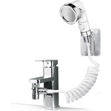 Ensemble de pommeau de douche pour lavabo, douche à main dans la salle de bain, douche à main pour lavabo, tuyau télescopique de 2 m, parfait pour laver les cheveux ou nettoyer le lavabo (bla (1/5)