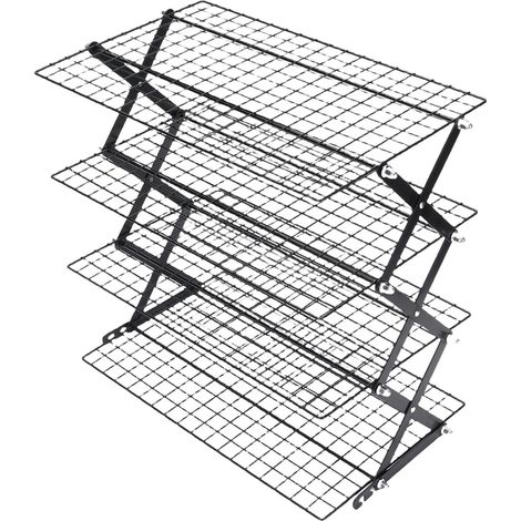 Rack de rangement pliable en acier inoxydable pour plan de travail de cuisine, 4 niveaux, gain de place, égouttoir pour aliments et épices (1/5)