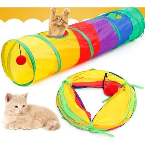 Tunnel pliable pour chat avec balle suspendue - Jouet pliable pour chat et lapin - Tunnel de jeu amusant (1/5)