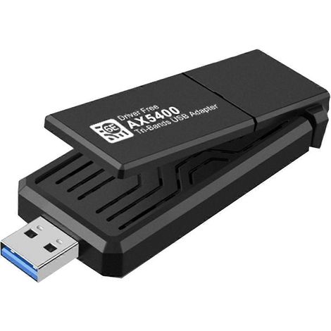 Adaptateur USB WiFi 6E AX5400, carte WiFi sans fil tri-bande 2,4 GHz/5 GHz/6 GHz, 5 400 Mbps, USB 3.0, compatible Windows 10 et Windows 11 (1/5)