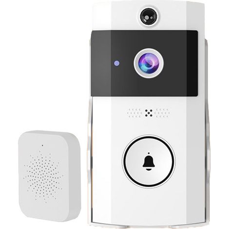 Sonnette vidéo intelligente sans fil, audio bidirectionnel, détection de mouvement, vision nocturne, rechargeable par Wi-Fi (1/4)