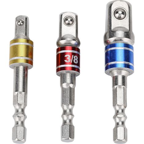 3-teiliger Bohrfutteradapter, Verlängerungsset für Mutternschraubendreher, 1/4-Zoll-, 3/8-Zoll- und 1/2-Zoll-Schraubendreher (1/5)