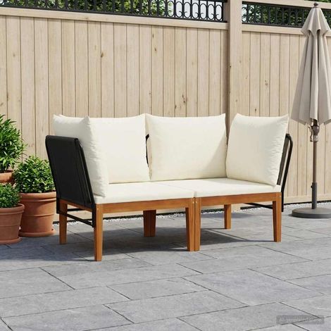 vidaXL 2 pc Bois d'acacia massif et corde Naturel (1/5)