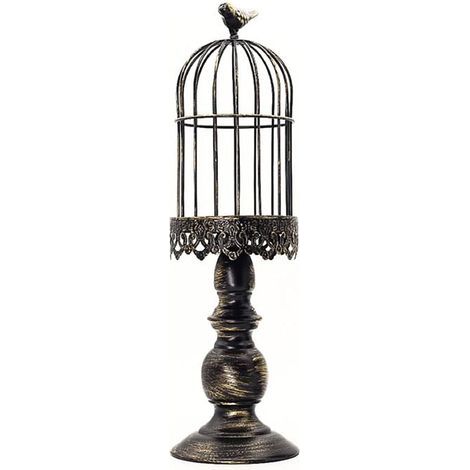 Vintage carved metal birdcage-shaped candle holder with birdcage top, iron decoration for table, wedding, home (1/5)