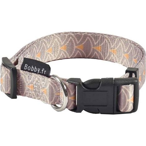Collare grigio 1 x 18-28 cm: Collare in nylon grigio resistente stampa in stile giapponese modello Geisha per cani