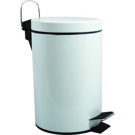 MSV 3L Pattumiera Rotonda a Pedale con Secchiello Estraibile, Cestino della Spazzatura con Bidoncino per i Rifiuti di Bagno, Cucina e Ufficio - Bianco (1/4)