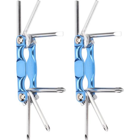 Ce kit comprend deux tournevis pliables avec poignées ergonomiques, fabriqués en acier à haute teneur en carbone robuste mais flexible, adaptés aux réparations domestiques. (1/5)