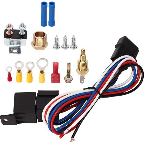 Kit de Relais de Ventilateur électrique, Kit de Relais de Ventilateur de Radiateur de Refroidissement électrique Kit de Thermostat de Ventilateur électrique de Radiateur ABS 12 V (1/5)