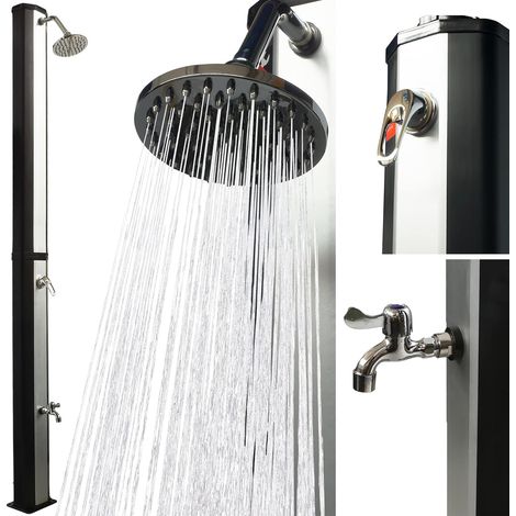 NEMAXX® Solardusche 35L, mit Fußdusche – UV-beständiger Wassertank, mit Wasserhahn/Fußdusche und Regenduschkopf