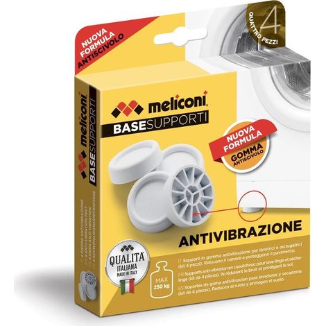 Meliconi 656102 Supporti Antivibrazione in Gomma per Lavatrici e Asciugatrici Universali Kit 4 Pezzi colore Bianco (1/4)