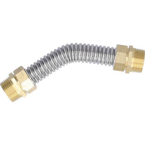 Tuyau de raccordement pour climatiseur/chauffe-eau en acier inoxydable, filetage mâle G1, 20 cm, annelé (1/5)
