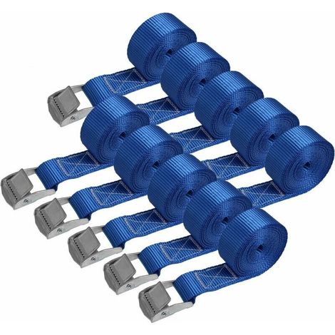 Sangle à griffe sangle d'arrimage Sangle de fixation - bleu , charge maximale 250 kg ,10pieces 2.5cm x 2m (1/5)