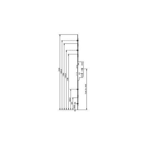 Crémone Europa Ferco - MR2 - 3 points - entraxe 70 mm - carré de 7 mm - 16 - 2150 - 50 - 1045 - 6-33188-02-0-1