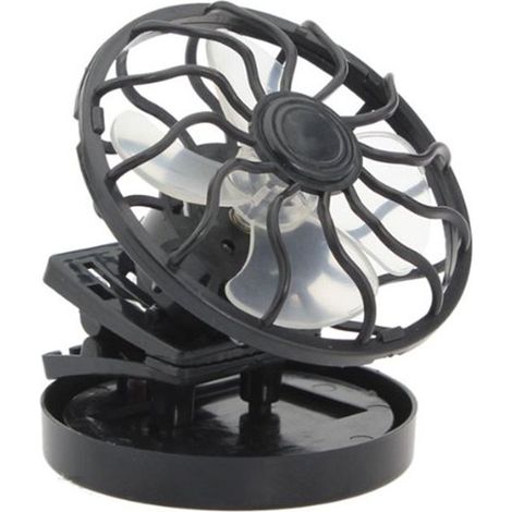 Ventilador solar, mini ventilador con clip, ahorro de energía, silencioso, ideal para acampar, pescar, escalar, negro. (1/2)