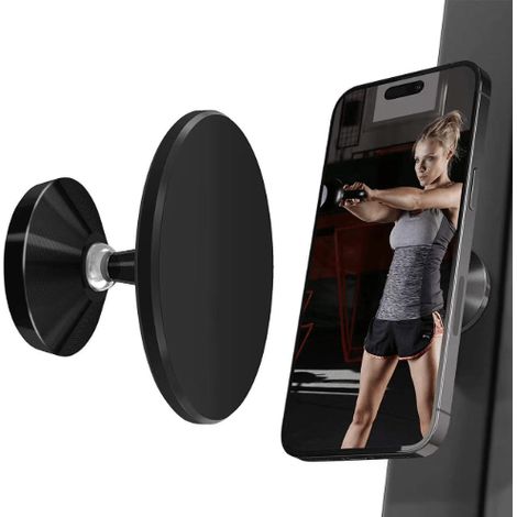 Support magnétique amélioré pour téléphone de salle de sport, double aimant à forte adhérence, noir (1/5)