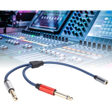 Câble audio 3.5mm femelle vers double 6.35mm mâle pour ampli, console de mixage et enceintes (1/5)
