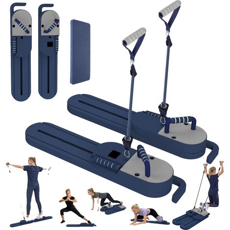 Máquina de Pilates, diseño desmontable, accesorios multifuncionales, azul oscuro. (1/2)