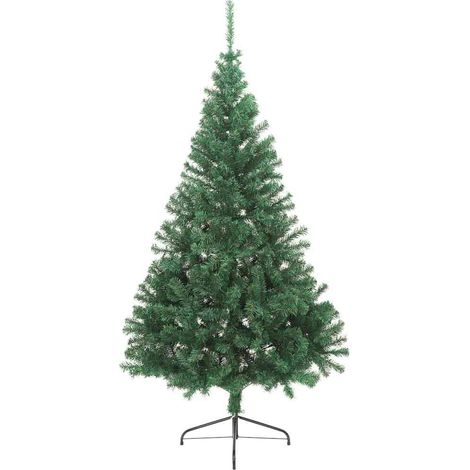 Sapin de Noël Arbre de Noël artificiel moitié avec support vert 240 cm PVC (1/5)
