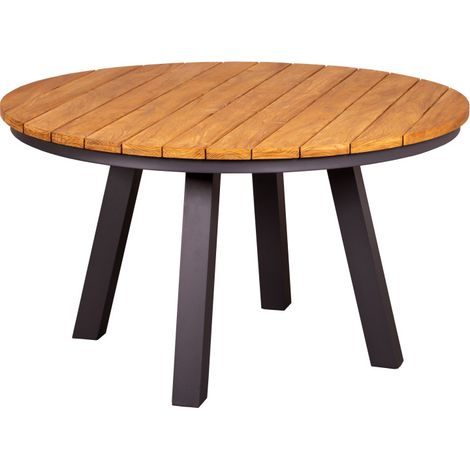 deVries Dining-Tisch ""VERMONT"" - Tischplatte aus Teakholzleisten ø130 x 77 cm