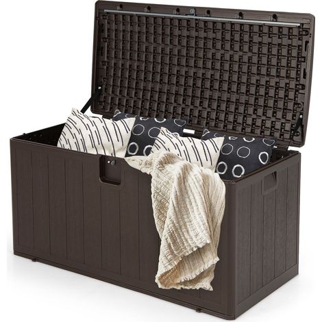 Lockable Patio Deck Storage Box Weather Resistant Resin Storage Container 400L