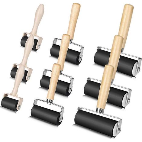 Set aus 9 Gummi-Nudelhölzern mit Durchmessern von 1,4/2,4/4 Zoll zum Kleben, Drucken und Gravieren, insbesondere zum Tapezieren. (1/5)