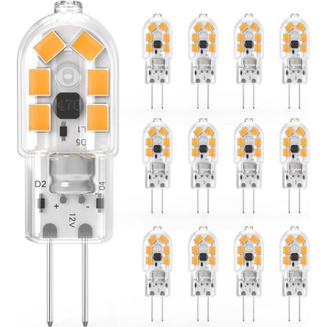 Lot de 12 ampoules LED G4 Blanc chaud 3000 K Classe C 1 W Remplace les ampoules halogènes de 20 W, 170 lm/W sans scintillement 12 V AC/DC pour hotte, caravane (1/5)