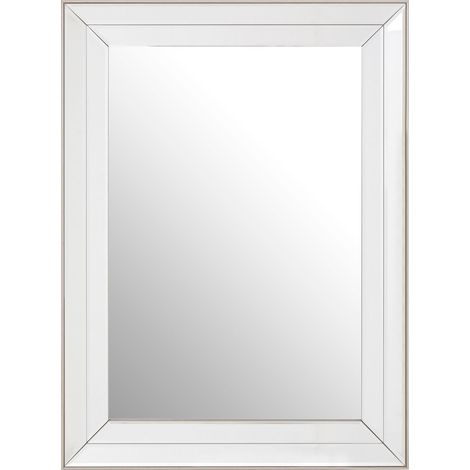 Premier Housewares Premier Housewares Silver Wall Mirror For Garden And Bedroom Reflective Square Bathroom Mirrors Wall Mounted Contemporary Mosaic Design Hallway Walls Mirrors w60 x d3 x h80cm (1/5)
