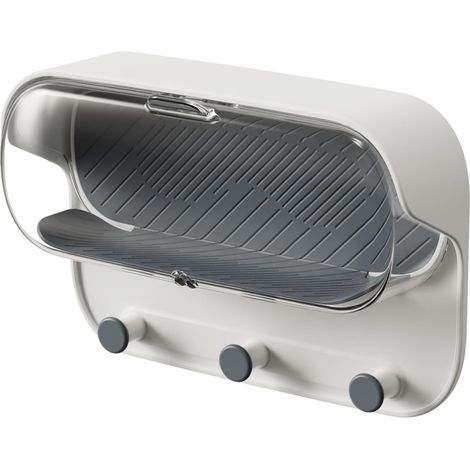 Waterproof wall-mounted glasses case with mushroom-shaped hook and soft lining, for bathroom jewelry storage, grey and white, 171 x 555 x 118 cm (white ash) (1/5)
