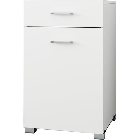 ML-Design Armario para Ropa Sucia 50x78,5x45 cm Blanco con Bolsa Despeglable Mueble de Suelo de Madera MDF Cesto para Baño Moderno Multifuncional con 1 Puerta 1 Cajón y Espacio de Almacenamiento