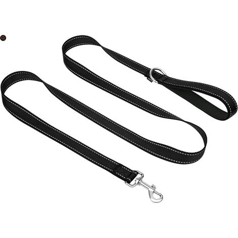 Laisse de Dressage réfléchissante pour Chien, poignée rembourrée en néoprène et Crochet en métal, 1.2m x 2.0cm Laisse en Nylon pour Petits Chiens, Noir (1/4)