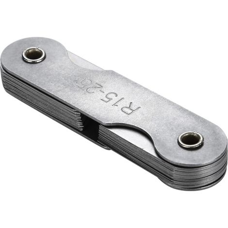 Juego de calibradores de radio convexo/cóncavo de acero inoxidable - Rango de R15 a 25 mm - Medición externa/interna (1/5)