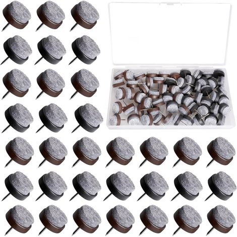 60 Patins à Clouer en Feutre 20 mm pour Chaises, Marron/Noir (1/5)