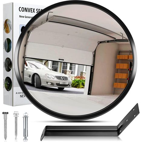 miroir garage - Miroir de circulation Réglable - Grand Angle miroir convexe 30 cm pour Garage, Circulation, Allées, Bureau, Cour, Entrepôt (Convexe à 130 Degrés) (1/5)