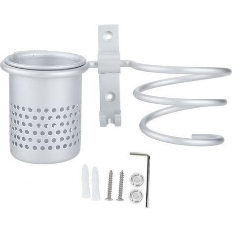 Wandhalterung aus Aluminium für elektrische Haartrockner, Badezimmeraufbewahrung, Wandorganizer für den Haushalt (1/5)
