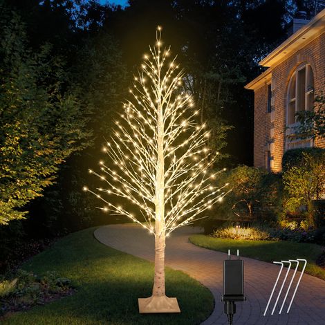 Arbre Lumineux Bouleau LED blanc chaud 1,2 m 240 LED avec LED scintillantes et télécommande 100 × 19 × 7 cm 1 g – Livraison gratuite