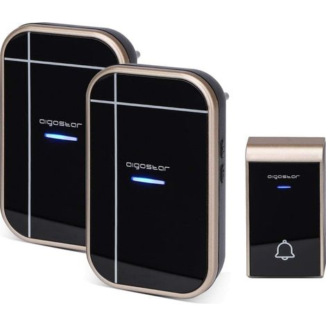 Aigostar Campanello Wireless Nero Oro 36 Suonerie 150m IP44 2 Ricevitori E1