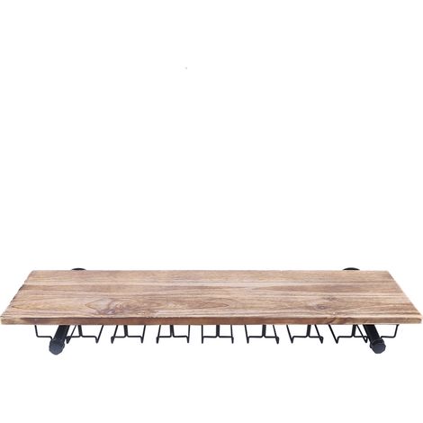 Casier à vin mural en bois - Étagère à vin industrielle avec porte-verres suspendu, pour bar, salle à mange et cuisine, 92 x 25 cm (1/5)