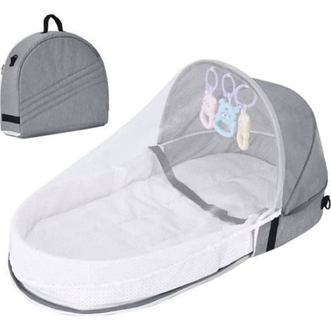 Couffin de voyage,Couffin pliable portable avec moustiquaire et auvent, dans le lit pour bébé, facile à plier et léger, lavable (1/4)
